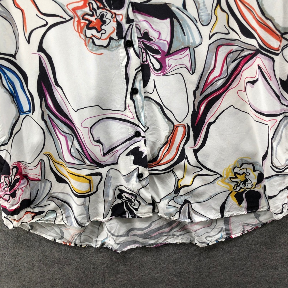 Liverpool Short Sleeve Blouse Womens XL Rayon White Floral Multicolor Dolman - Picture 6 of 8
